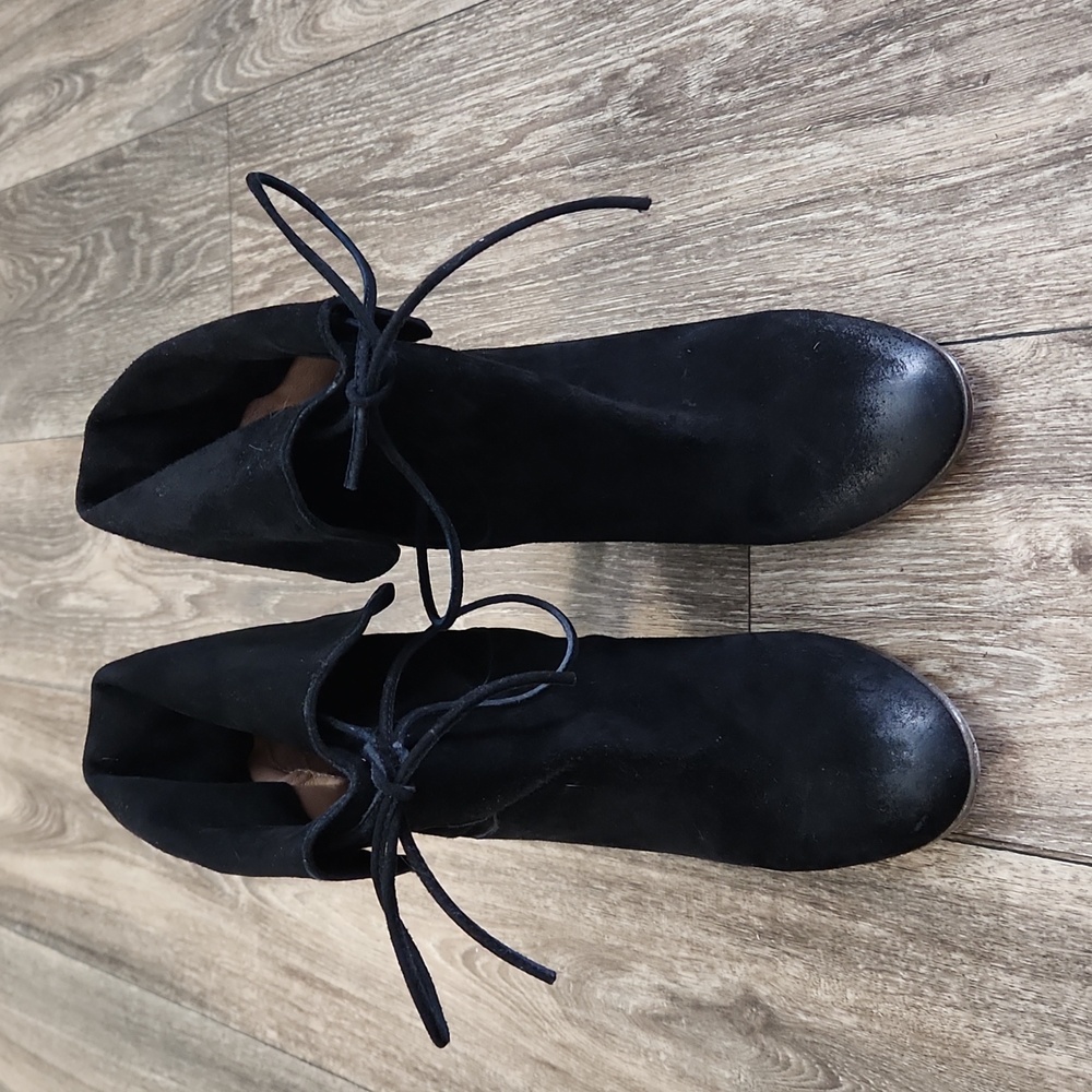 Free People Mila Women's Ankle Boots Heels Black Suede Fold Over EU 36 US 6 - Picture 4 of 12